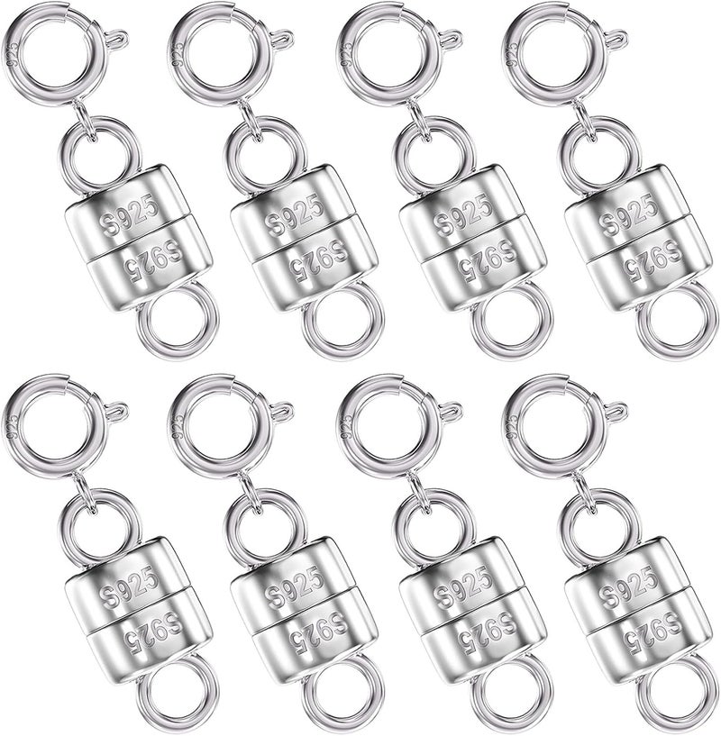 Qulltk 925 Sterling Silver Magnetic Necklace Clasps and Closures,Mini Magnetic Clasp Converter, S925 Silver and Gold Jewelry Necklace Extender for Women - Image 1